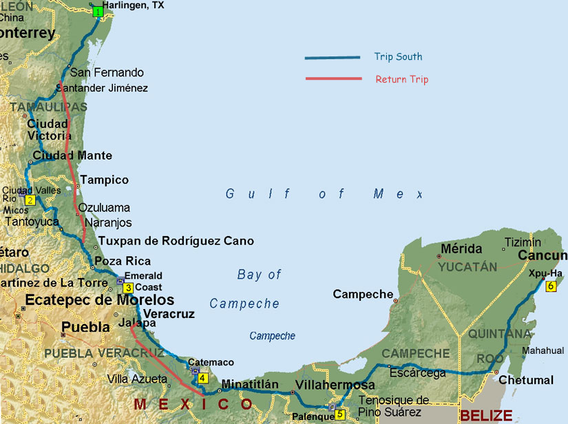 Mexico '12-13 Trip Planning Map