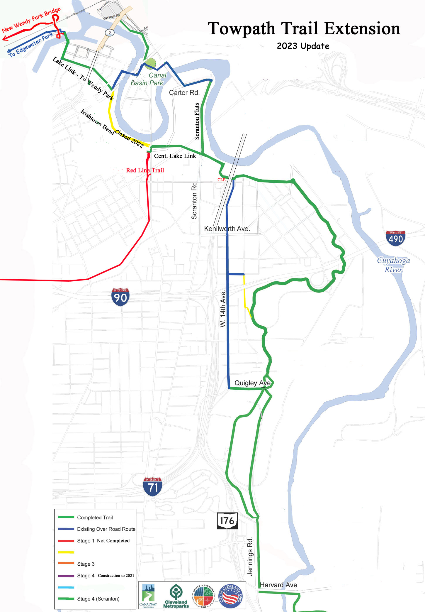 Ohio Erie Canal Towpath Trail Mileage Calculator