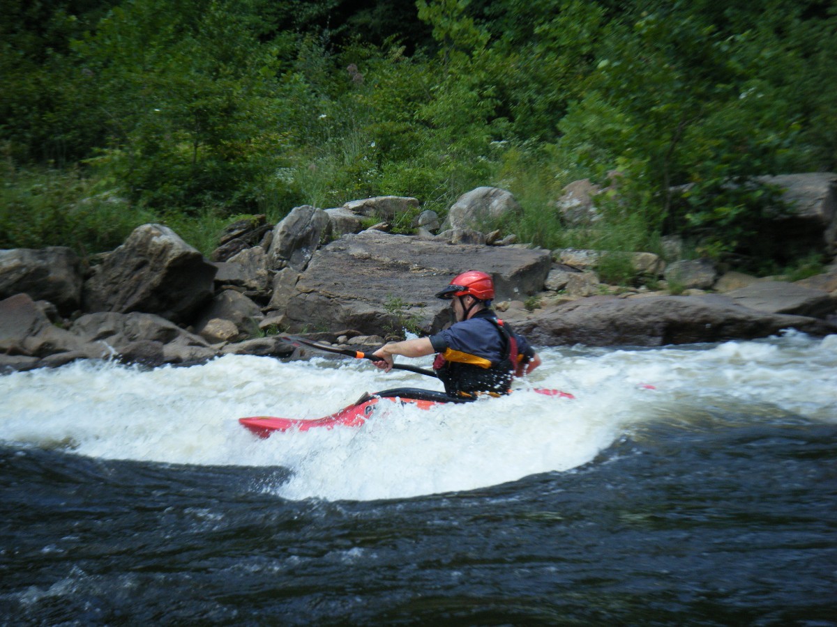 A Keel-Haulers paddler running whitewater in Cheat Canyon in 2012